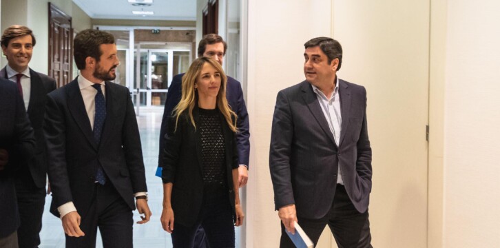 Pablo Casado en rueda de prensa en el Congreso de los Diputados tras la ronda de contactos del Rey
