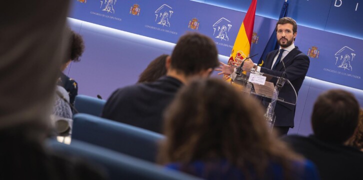 Pablo Casado en rueda de prensa en el Congreso de los Diputados tras la ronda de contactos del Rey