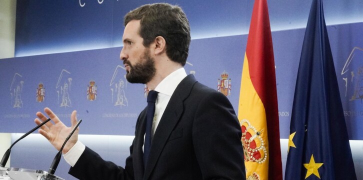 Rueda de prensa de Pablo Casado tras la reunión con Pedro Sánchez