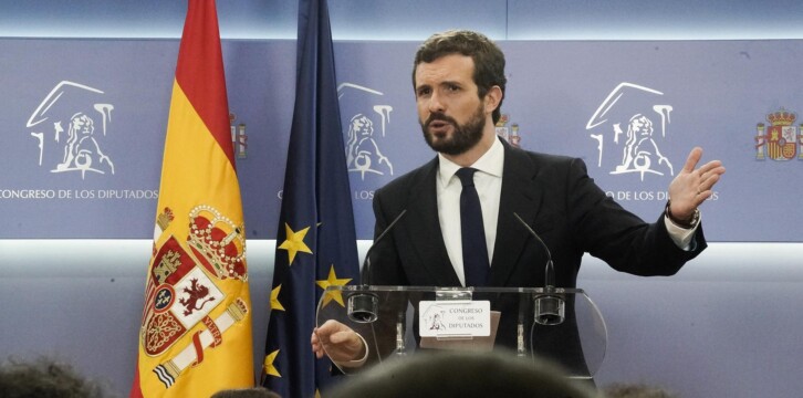 Rueda de prensa de Pablo Casado tras la reunión con Pedro Sánchez
