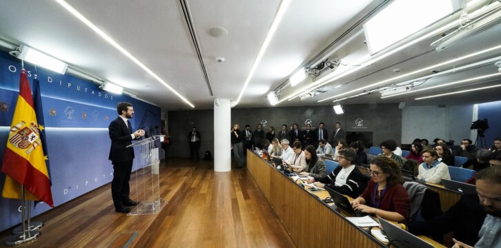 Rueda de prensa de Pablo Casado tras la reunión con Pedro Sánchez