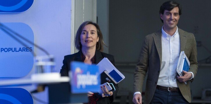 La vicesecretaria de Política Social, Cuca Gamarra, en rueda de prensa