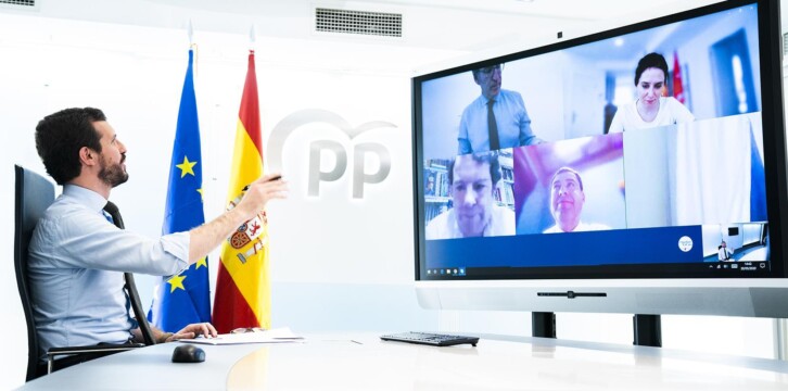 Videoconferencia de Pablo Casado con presidentes autonómicos del Partido Popular
