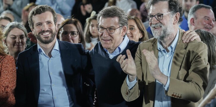 Pablo Casado, Mariano Rajoy y Alberto Núñez Feijóo