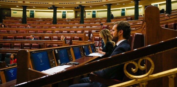 El presidente del Partido Popular, Pablo Casado, en la Sesión de Control al Gobierno