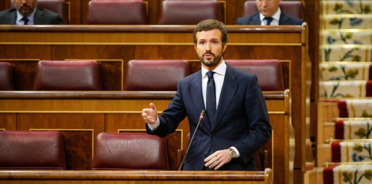 El presidente del Partido Popular, Pablo Casado, en la Sesión de Control al Gobierno