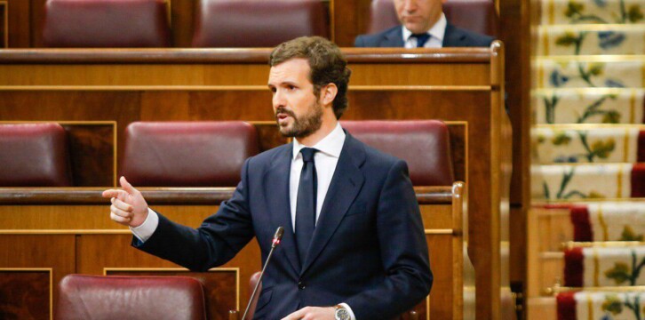 El presidente del Partido Popular, Pablo Casado, en la Sesión de Control al Gobierno