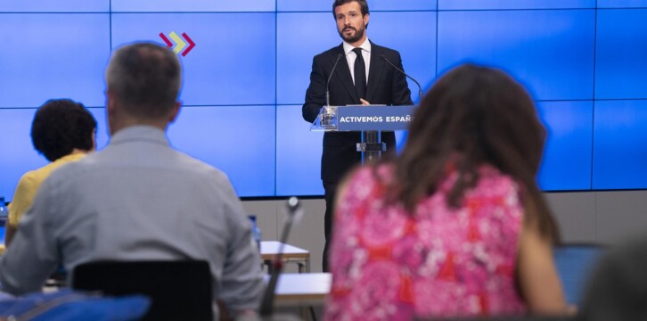 Pablo Casado en rueda de prensa tras el Comité de Dirección