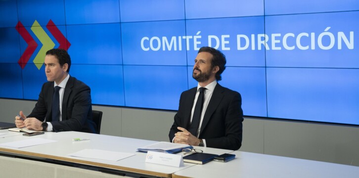 Pablo Casado y Teodoro García Egea en el Comité de Dirección del Partido Popular