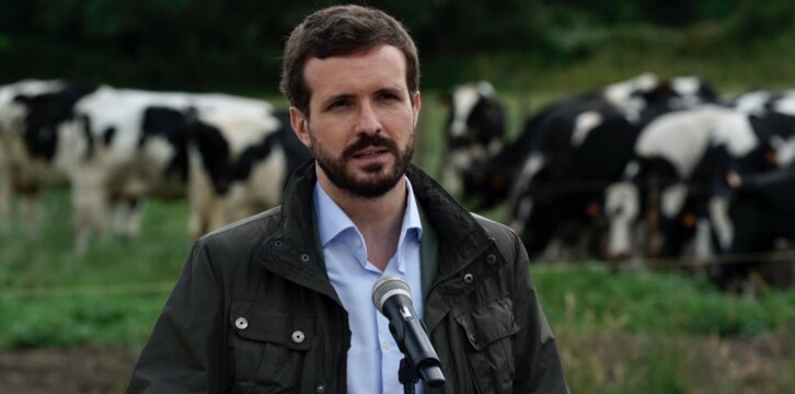 El presidente del Partido Popular, Pablo Casado, en Cospeito (Lugo)