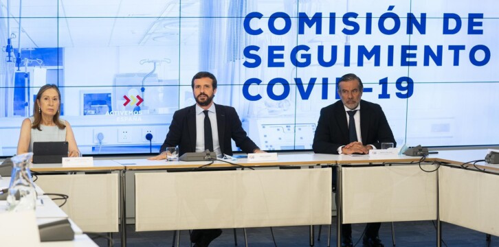 Pablo Casado en la Comisión de seguimiento COVID-19 del PP