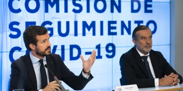 Pablo Casado en la Comisión de seguimiento COVID-19 del PP
