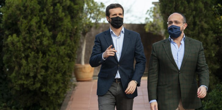 Pablo Casado y Alejandro Fernández en la presentación de la candidatura del PPC a las elecciones catalanas