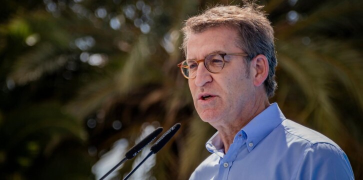 Alberto Núñez Feijóo durante su intervención en la visita a Santa Cruz de Tenerife