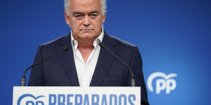 El vicesecretario de Institucional del PP y vicepresidente del PPE, Esteban González Pons, durante la rueda de prensa