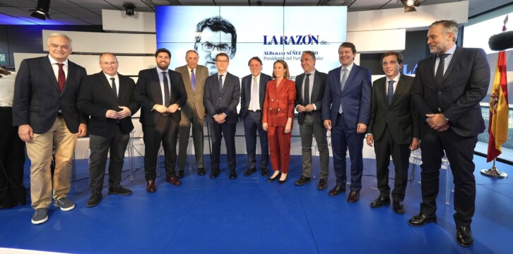 El presidente del Partido Popular, Alberto Núñez Feijóo, durante la conferencia 