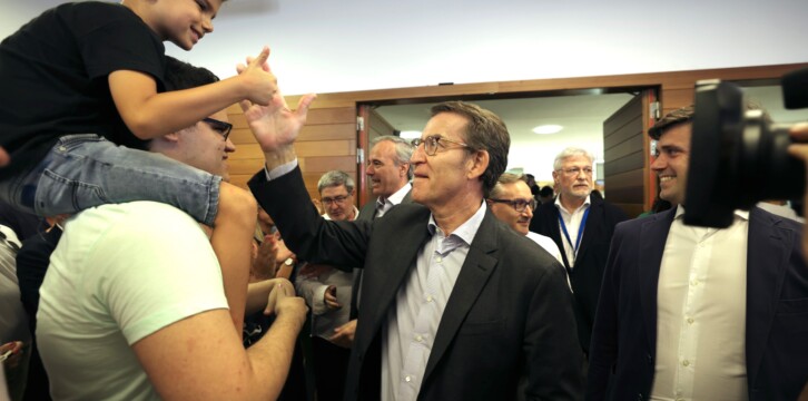 Alberto Núñez Feijóo y Jorge Azcón participan en un acto del PP de Aragón