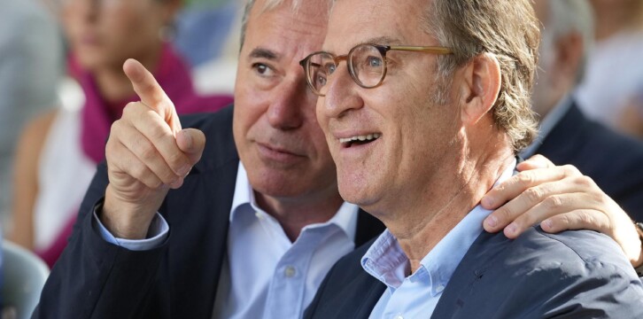 El presidente del PP, Alberto Núñez Feijóo, participa en un acto del PP en Zaragoza.