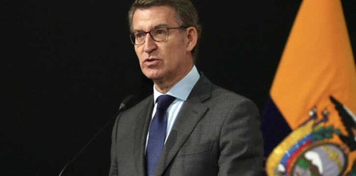Alberto Núñez Feijóo durante la conferencia pronunciada en la Universidad de Las Américas, de Quito