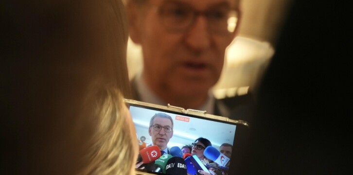 Alberto Núñez Feijóo y Fernando López Miras en el desayuno Informativo de Europa Press