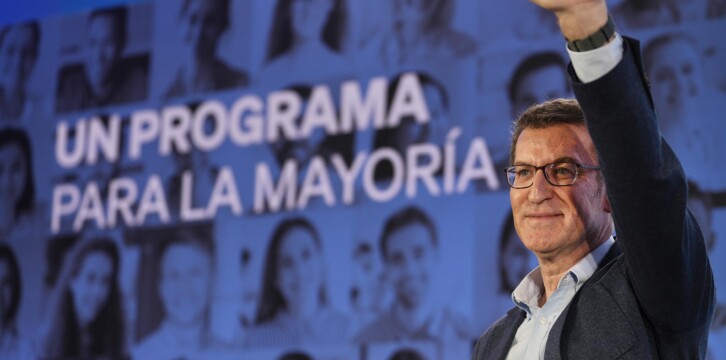 Alberto Núñez Feijóo en el acto de presentación del programa marco para las elecciones del 28M