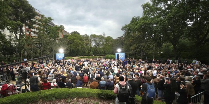 Alberto Núñez Feijóo durante el mitin celebrado en Barcelona
