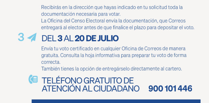 Instrucciones voto por correo 23J