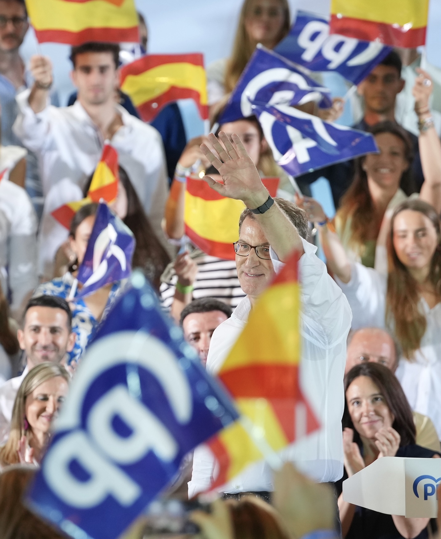 Feijóo en un mitin del PP en Zaragoza.