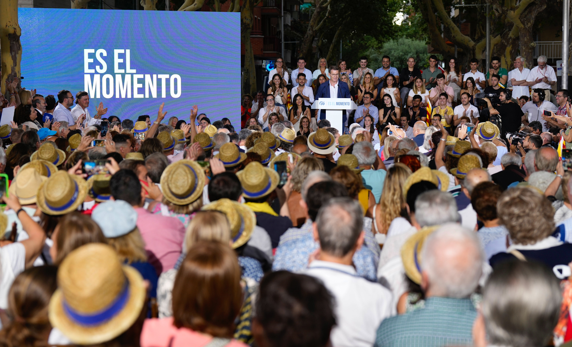 El presidente del PP, Alberto Núñez Feijóo, durante el acto celebrado en Castelldefels