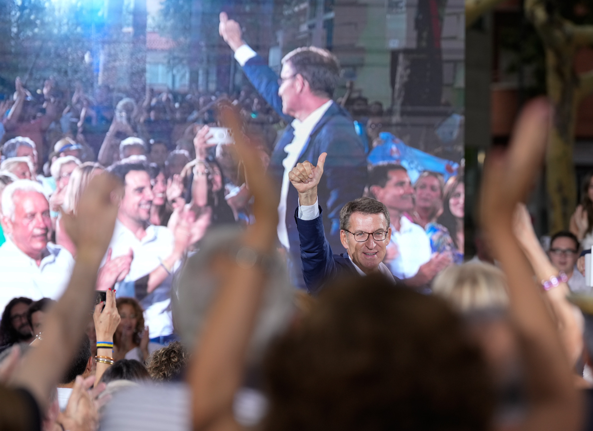 El presidente del PP, Alberto Núñez Feijóo, durante el acto celebrado en Castelldefels