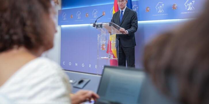 Rueda de prensa de Alberto Núñez Feijóo en el Congreso de los Diputados