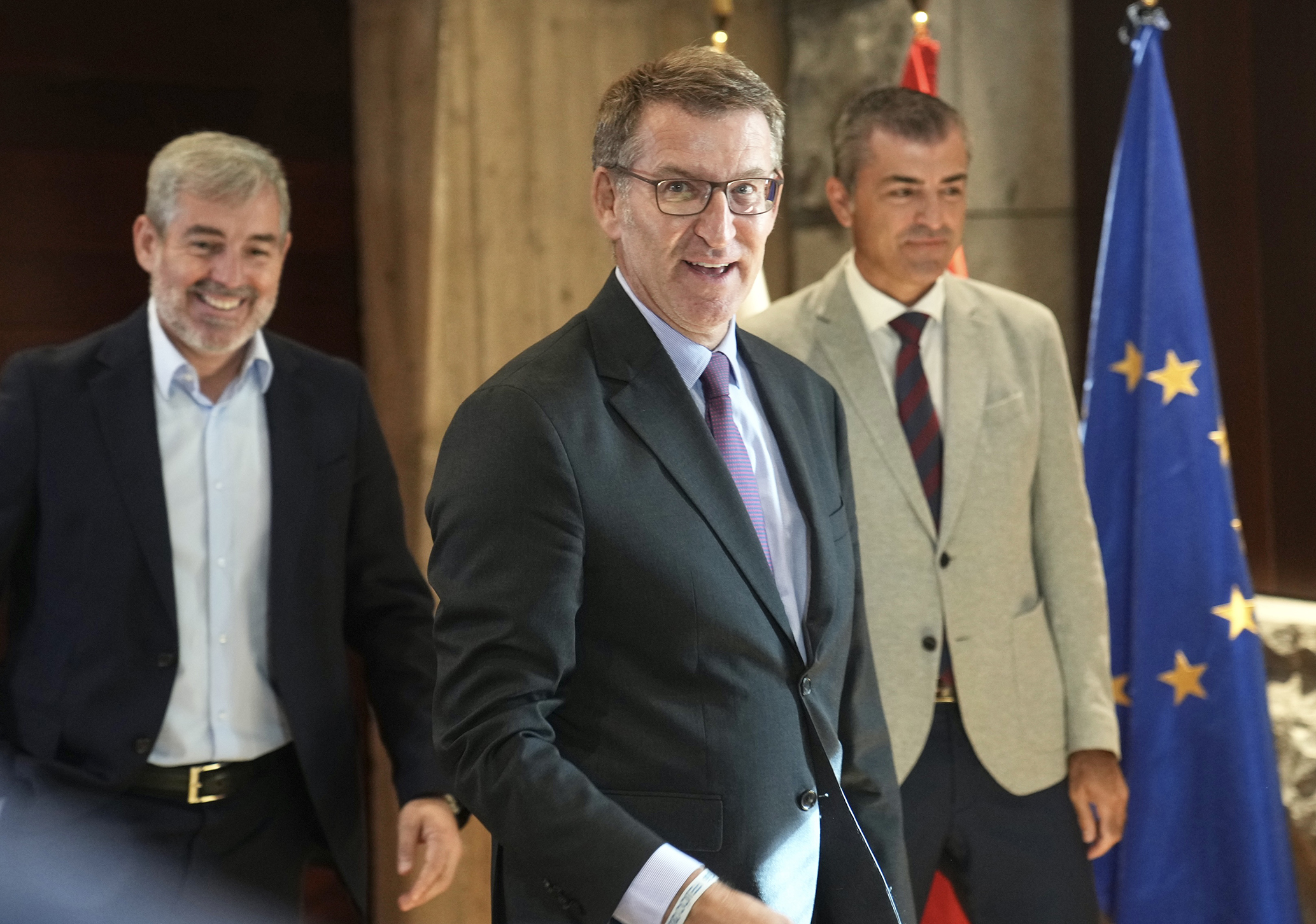 Reunión de Alberto Núñez Feijóo con el presidente del Gobierno de Canarias, Fernando Clavijo y el vicepresidente y presidente del PP de Canarias, Manuel Domínguez