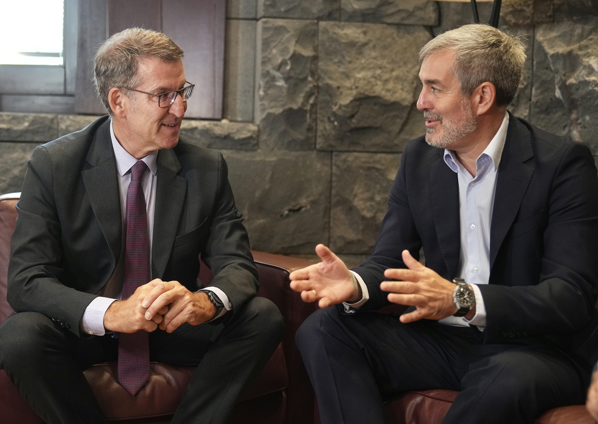 Reunión de Alberto Núñez Feijóo con el presidente del Gobierno de Canarias, Fernando Clavijo.