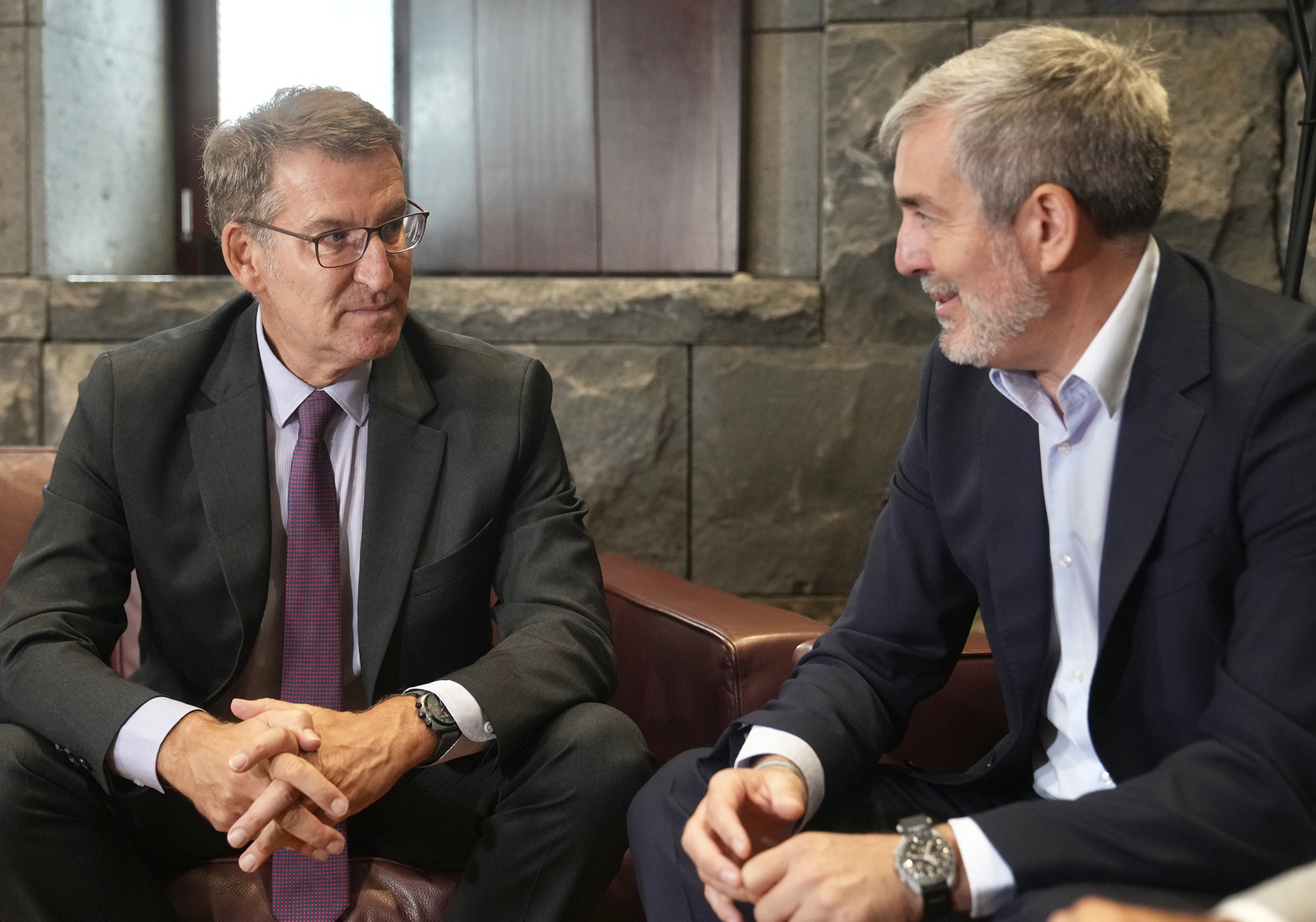 Reunión de Alberto Núñez Feijóo con el presidente del Gobierno de Canarias, Fernando Clavijo.