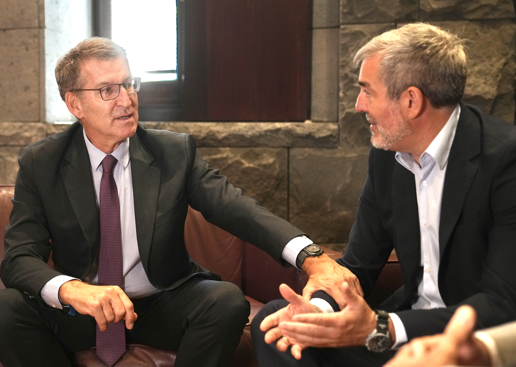Reunión de Alberto Núñez Feijóo con el presidente del Gobierno de Canarias, Fernando Clavijo.