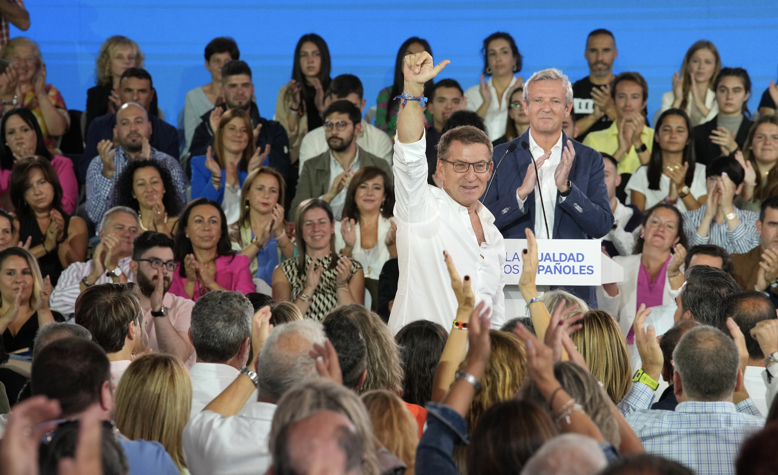 Alberto Núñez Feijóo en un acto en Santiago