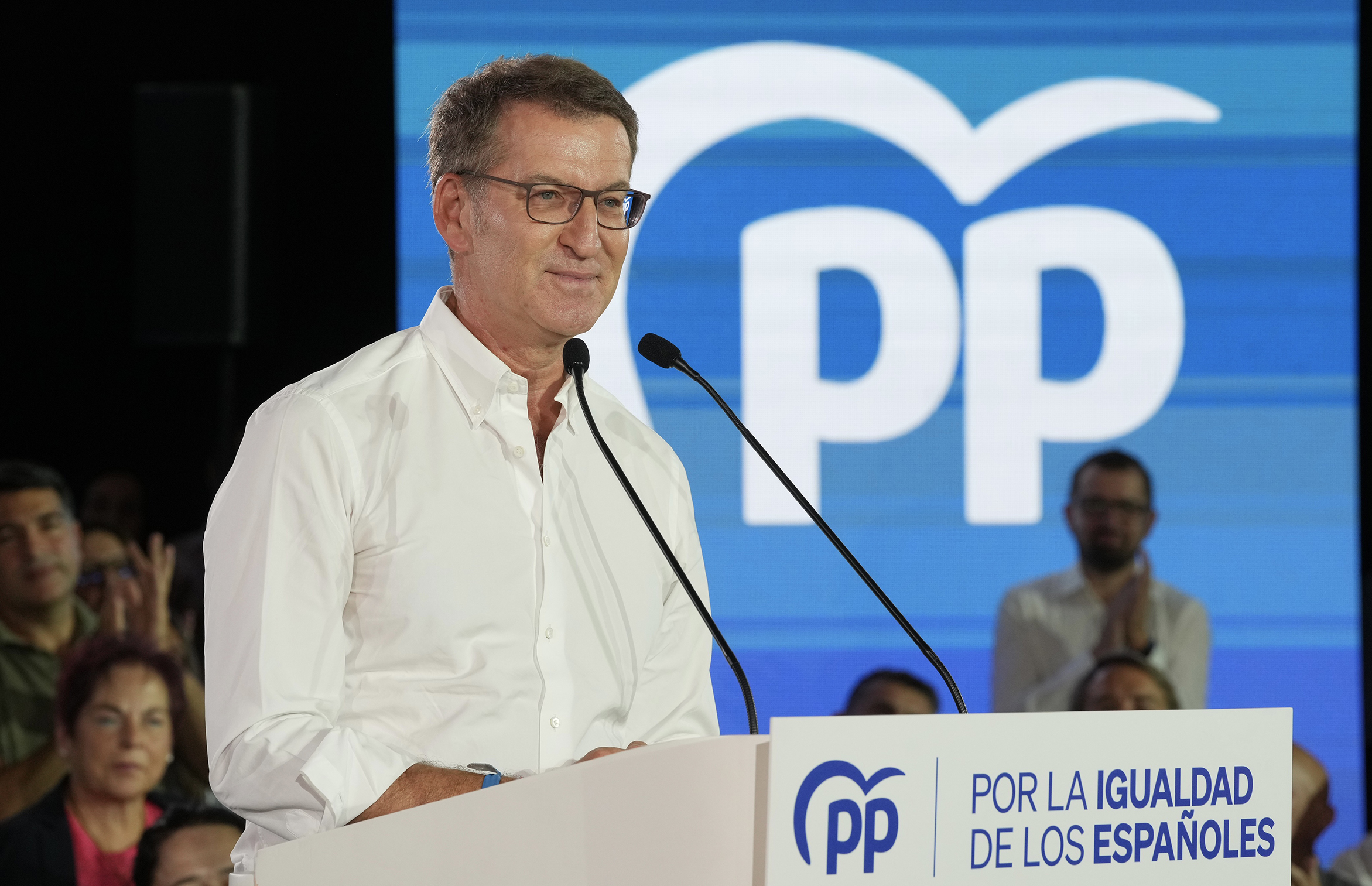 Alberto Núñez Feijóo en un acto en Santiago