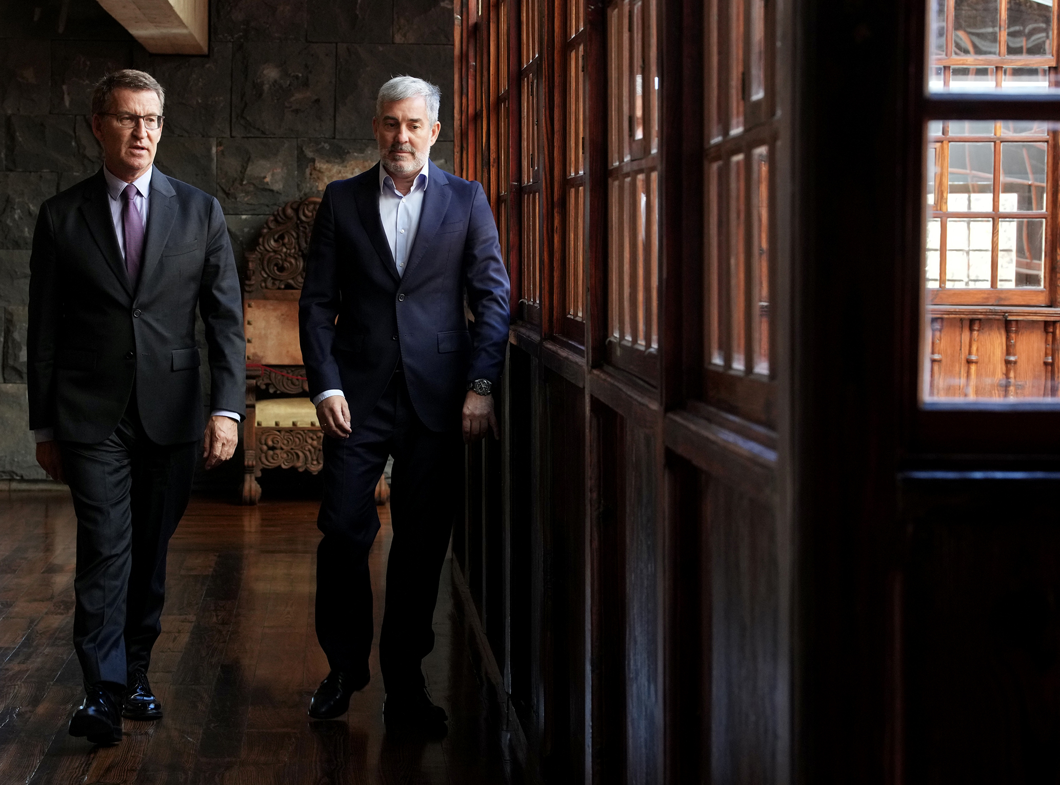 Alberto Núñez Feijóo y el presidente del Gobierno de Canarias, Fernando Clavijo
