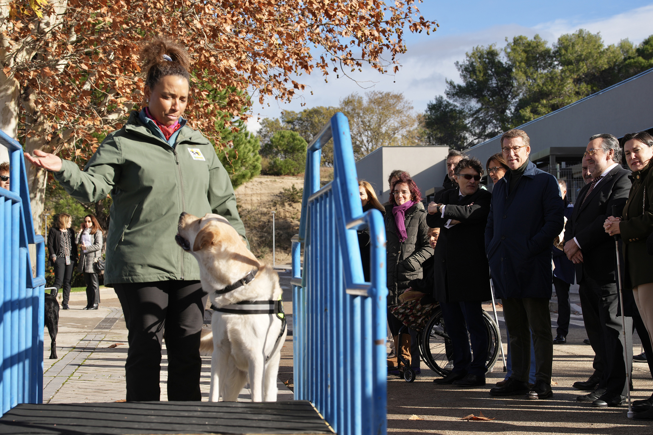 El presidente del Partido Popular, Alberto Núñez Feijóo, visita la Fundación Once del Perro Guía