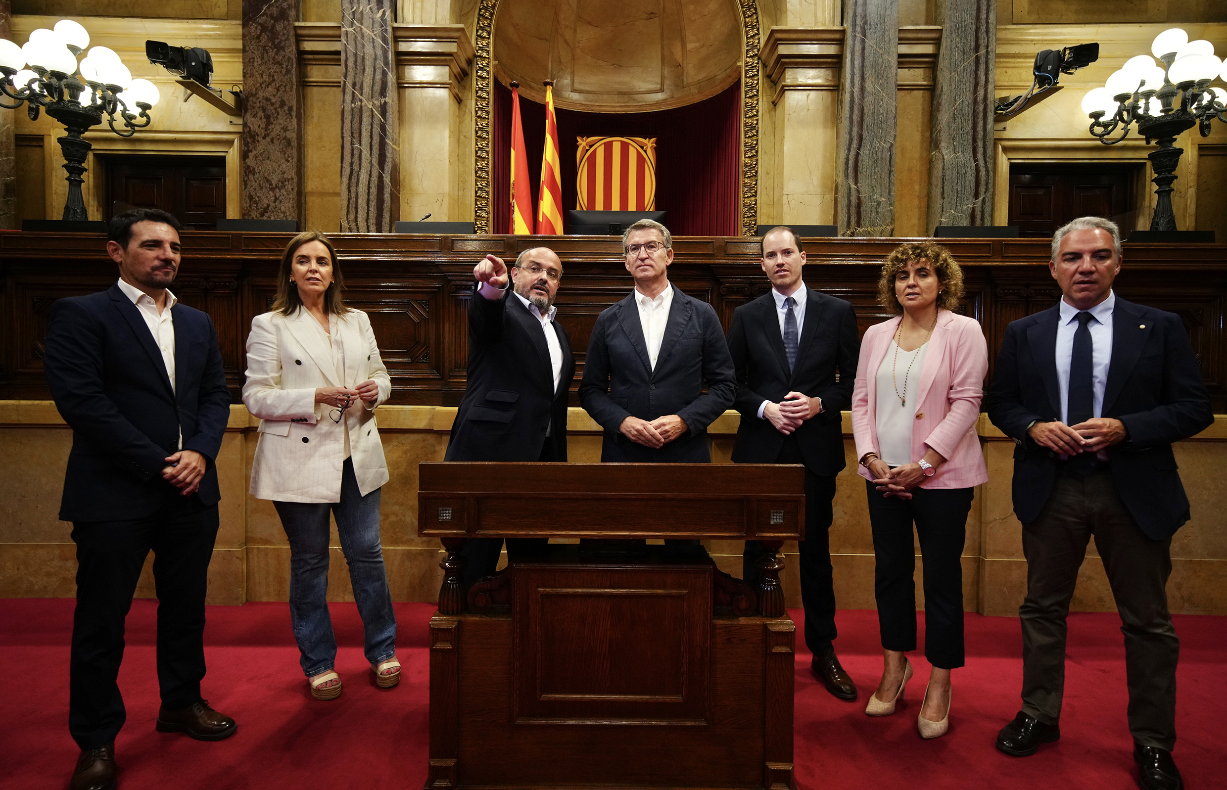 Alberto Núñez Feijóo, durante su visita al Parlament de Cataluña