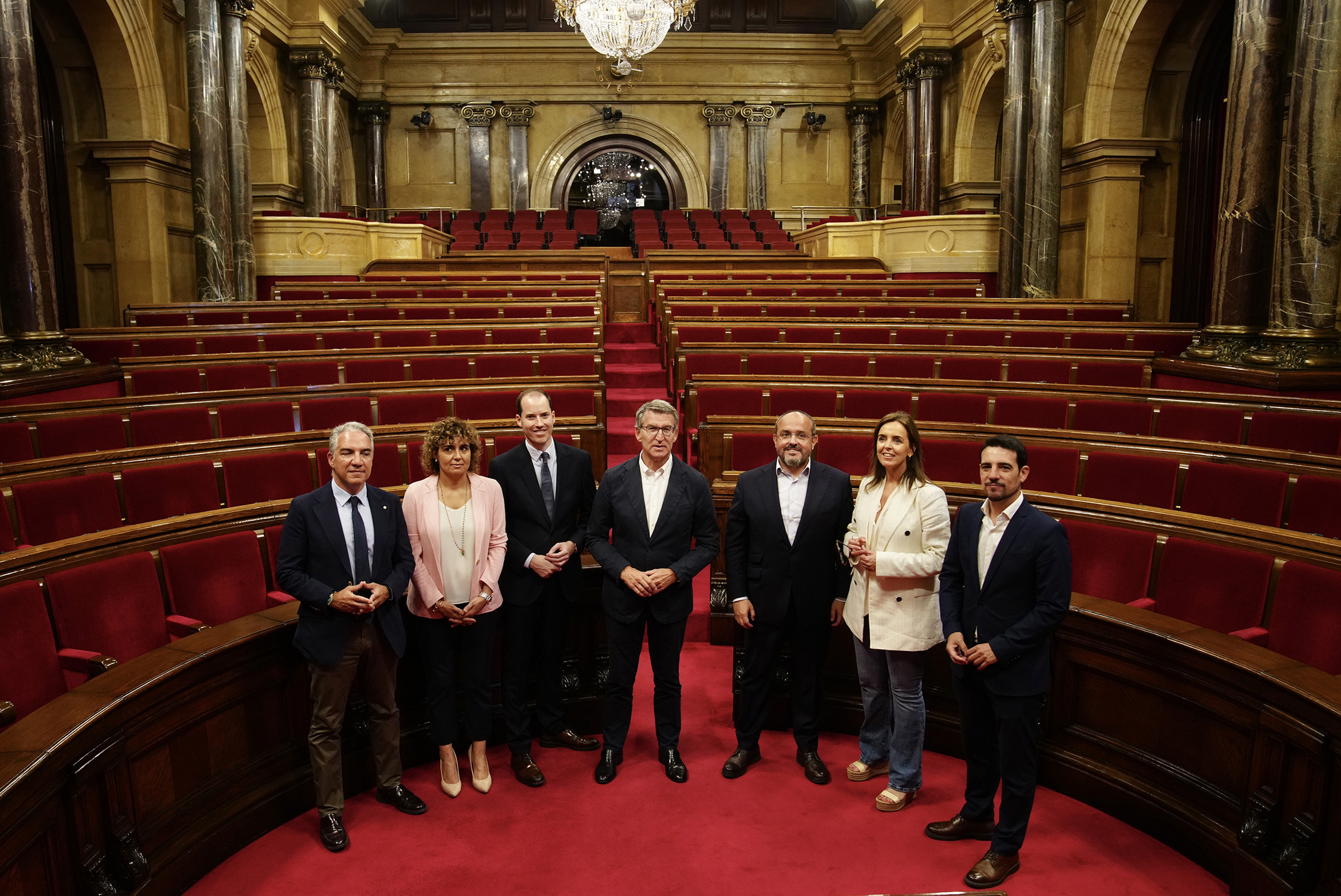 Alberto Núñez Feijóo, durante su visita al Parlament de Cataluña
