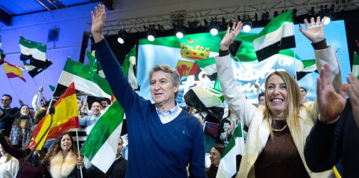 Feijóo y Guardiola en un mitin en Navalmoral de la Mata