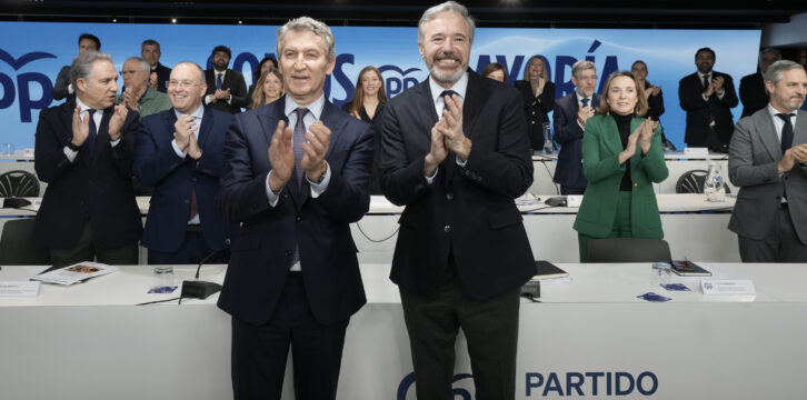 Feijóo y Azcón en la Junta Directiva Nacional del PP en Génova