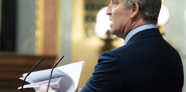 Feijóo, durante su comparecencia en el Congreso