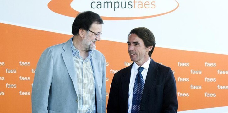 Mariano Rajoy con José María Aznar durante la clausura del Campus FAES