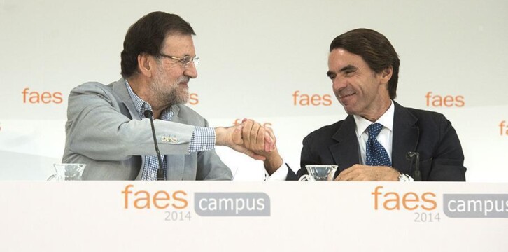 Mariano Rajoy con José María Aznar durante la clausura del Campus FAES