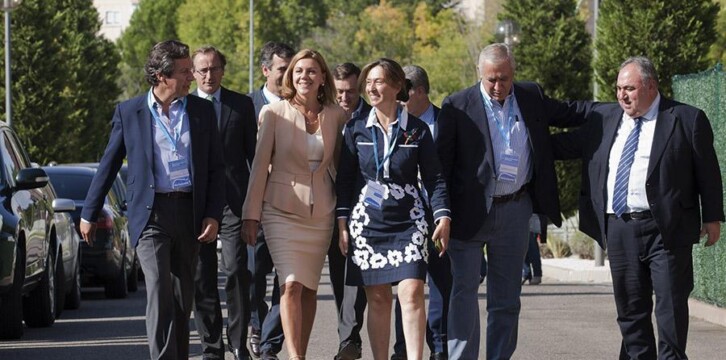 María Dolores de Cospedal con Carlos Floriano y Javier Arenas