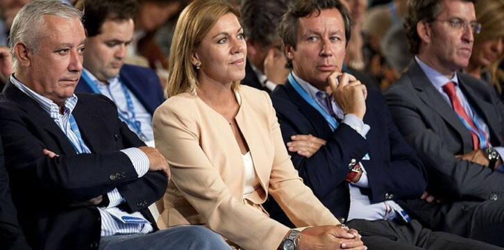 Javier Arenas, María Dolores de Cospedal, Carlos Floriano y Alberto Núñez-Feijóo durante la inauguración