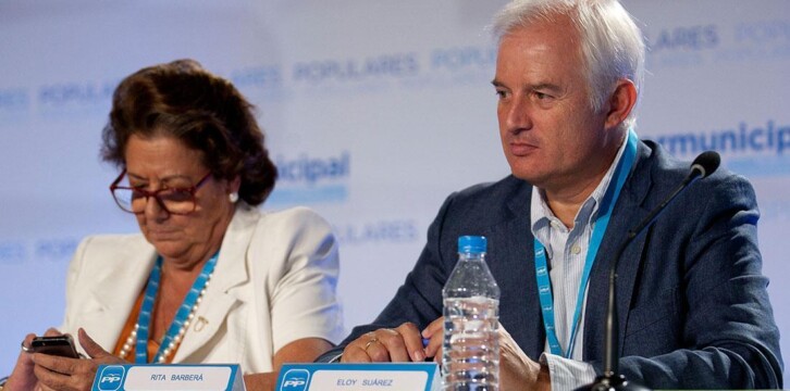 Eloy Suarez, portavoz del Grupo Popular en el ayuntamiento de Zaragoza, junto a Rita Barberá durante la 22 Intermunicipal Popular