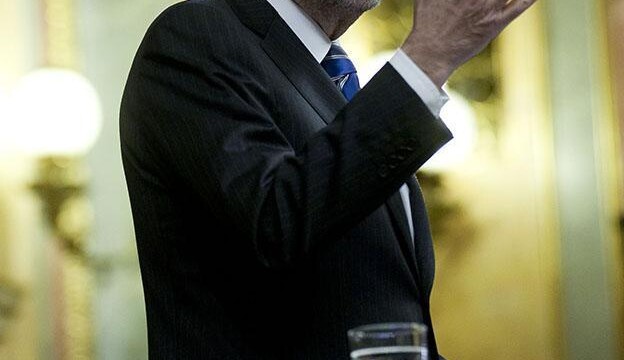 El presidente del Gobierno y del Partido Popular, Mariano Rajoy, durante su intervención